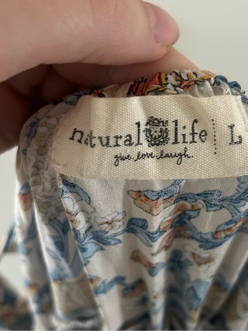 NATURAL LIFE Festival Boho Cream Maxi Dress with Blue and Mustard Floral Print - Picture 5 of 5